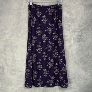 Vtg Coldwater Creek Floral Maxi Skirt Womens sz L Purple Cottagecore 90s Grunge